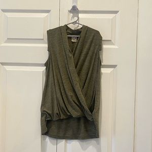 Anthropologie Akemi + Kin Sleeveless Drape Front Top, XXS, Olive Green